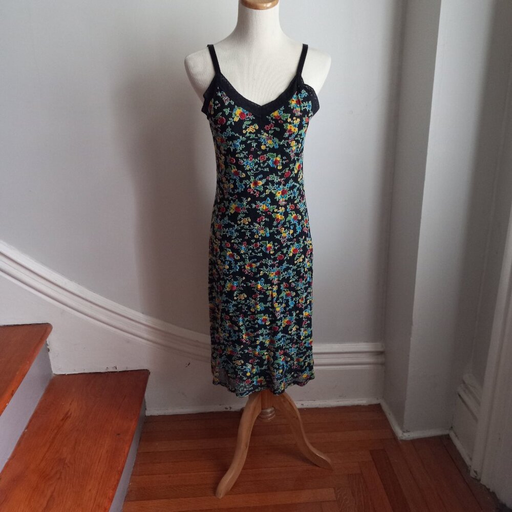 GROOVE FLORAL MESH NET SLIP DRESS L